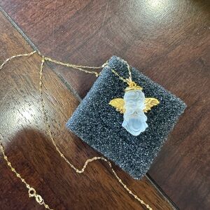 18k gold necklace with angel pendant